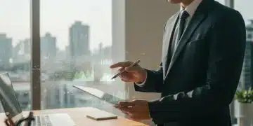 Financial advisor explaining impact investing strategies to clients for high returns