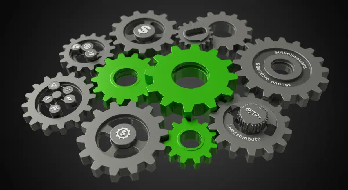 Interconnected gears representing the complexity of regulatory compliance in sustainable investments.