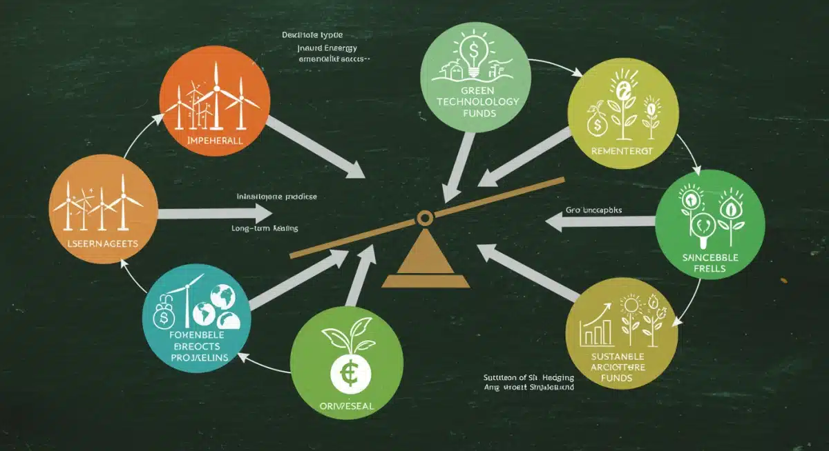 Infographic showing diverse eco-investment types and their benefits, including inflation hedging.