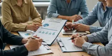 Family discussing estate planning with financial advisor in modern office