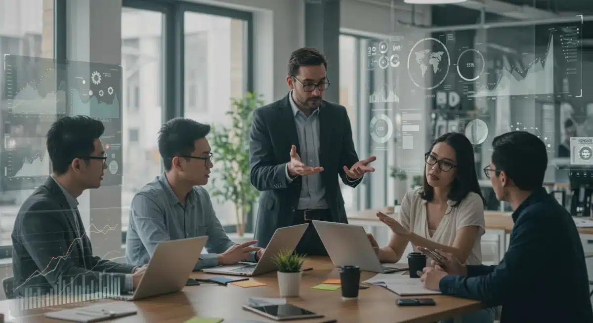 Professionals collaborating on sustainable technology investment strategies