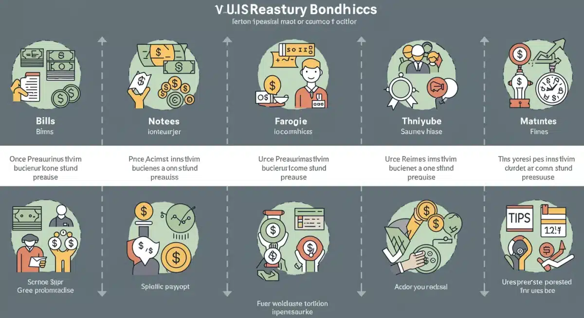 Infographic detailing types of US Treasury bonds and their maturity periods