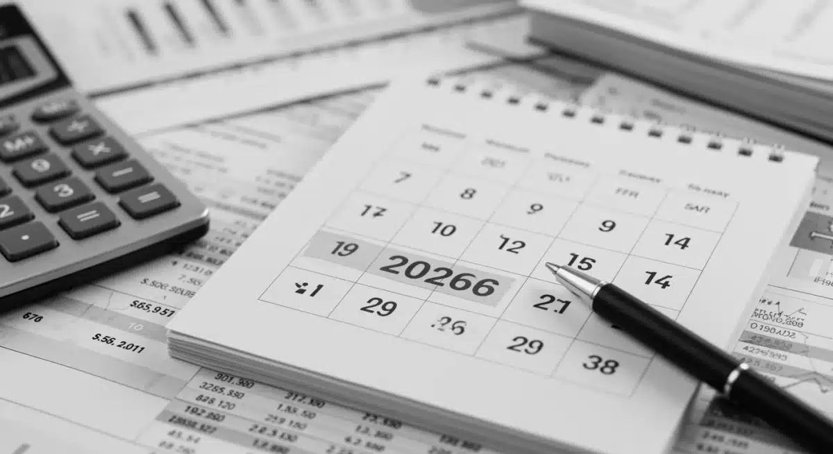 Calendar 2026 with financial documents for tax planning