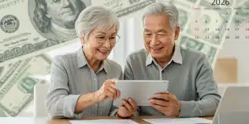 Senior couple reviewing 2026 Social Security COLA financial projections