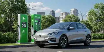 Electric car charging, symbolizing green vehicle insurance discount