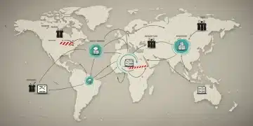 Global supply chain network showing disruptions affecting eco-fashion brands, with organic materials and sustainable textiles.
