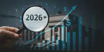 Graph illustrating 2026 interest rate trends with financial symbols