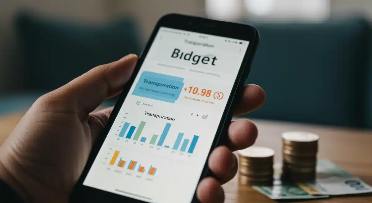 Smartphone screen showing significant financial savings from eco-friendly commuting in a budgeting app.
