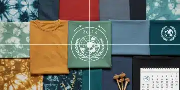Eco-friendly textiles and clothing with EPA regulation symbols for 2026 compliance.