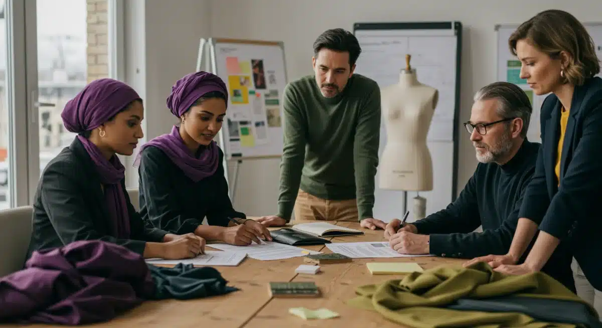 Fashion designers and experts discussing eco-friendly material innovations and regulations.