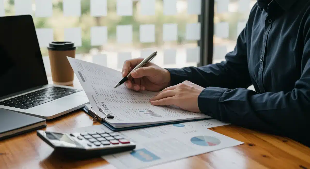 Individual diligently reviewing financial documents and budgeting for student loan payments.