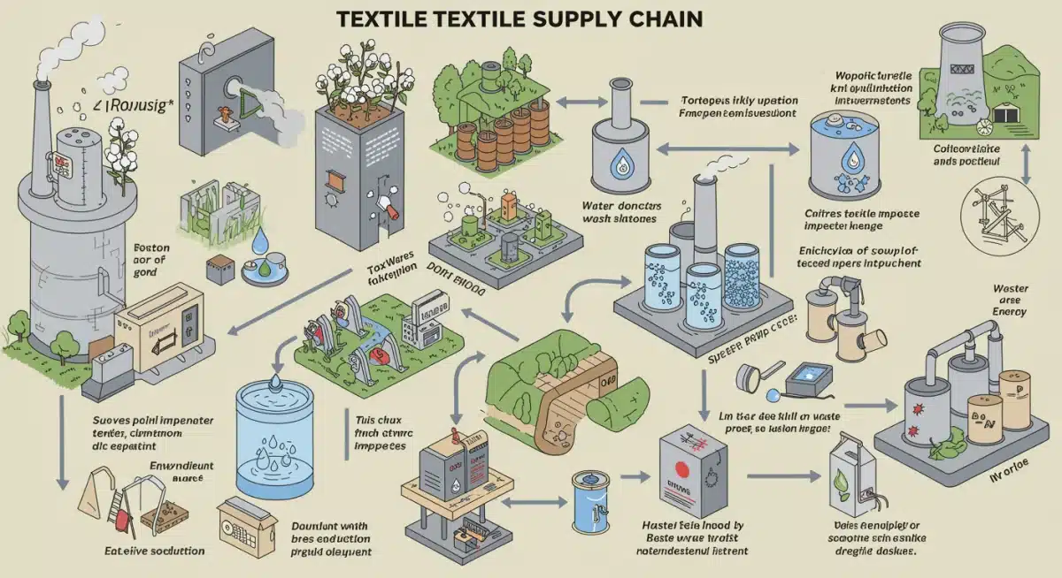 Sustainable textile supply chain with reduced environmental impact points.