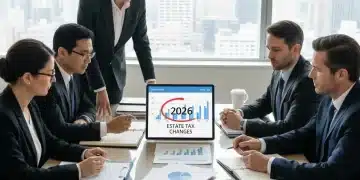 Financial advisors discussing 2026 estate tax changes with clients, emphasizing wealth preservation.