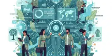 Futuristic digital interface showing sustainable fashion supply chain data and eco-friendly metrics for 2026