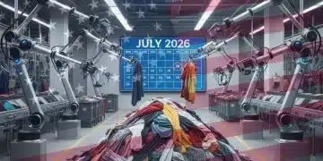US Textile Recycling Laws 2026: Manufacturer Compliance Guide Robotic arms sorting textiles in a recycling facility, representing new US textile recycling legislation by July 2026.