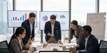 Business professionals analyzing financial data for 2026 tax changes