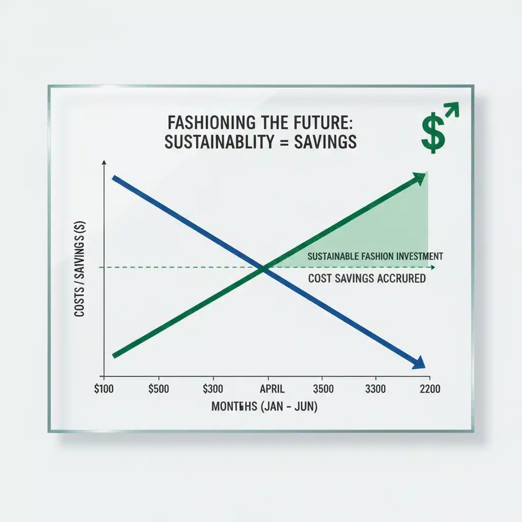 Financial graph showing reduction in clothing replacement costs over six months