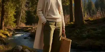Person in durable eco-fashion, symbolizing long-lasting style and sustainability