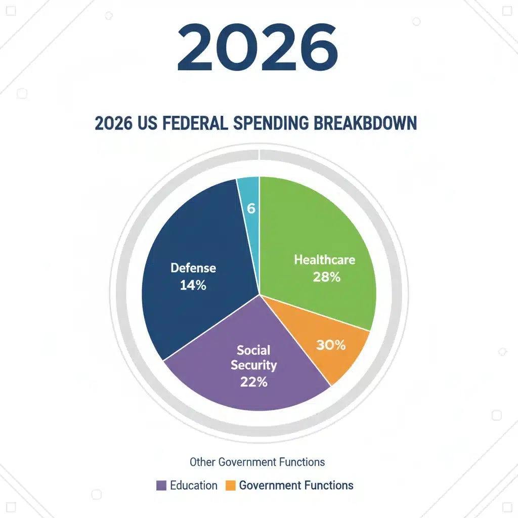 Infographic detailing 2026 federal spending allocation across key sectors