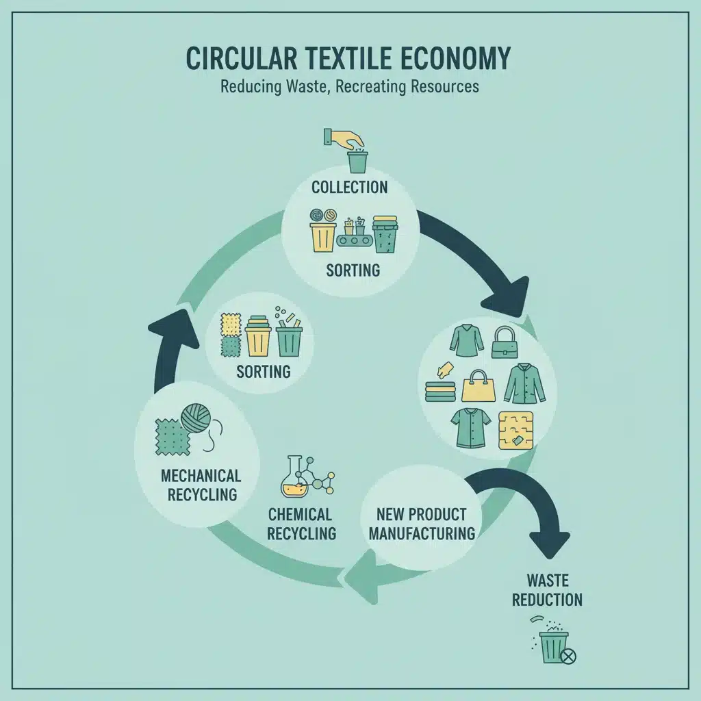 Infographic depicting the circular economy of textile recycling