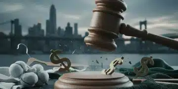 Gavel striking block amidst fashion items, symbolizing 2026 greenwashing crackdown impact.