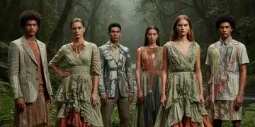 Models showcasing sustainable fashion made from eco-friendly materials