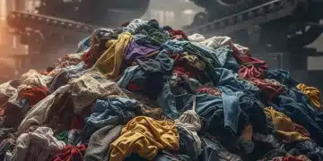 Pile of discarded textiles and clothing representing textile waste