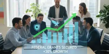 Small business owners celebrating success with federal grant funding