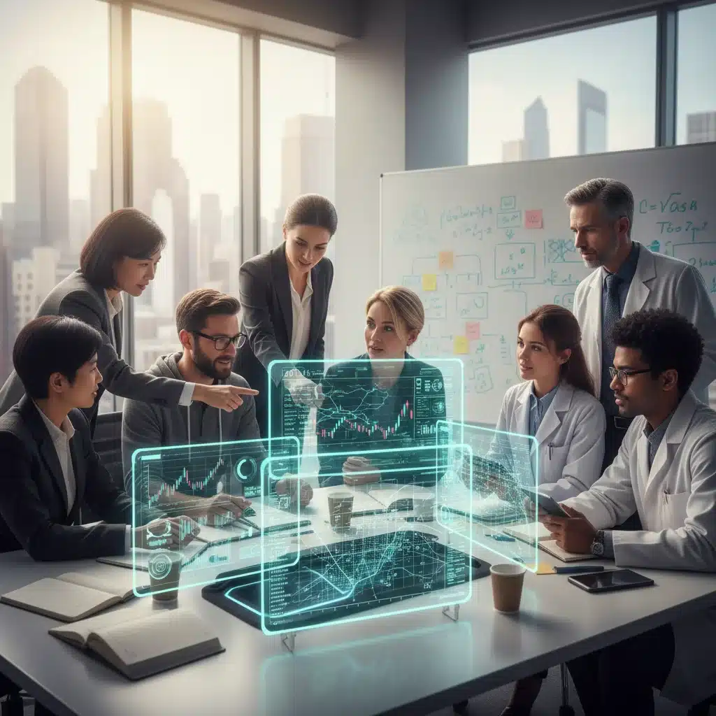 Professionals collaborating on strategic investment analysis.