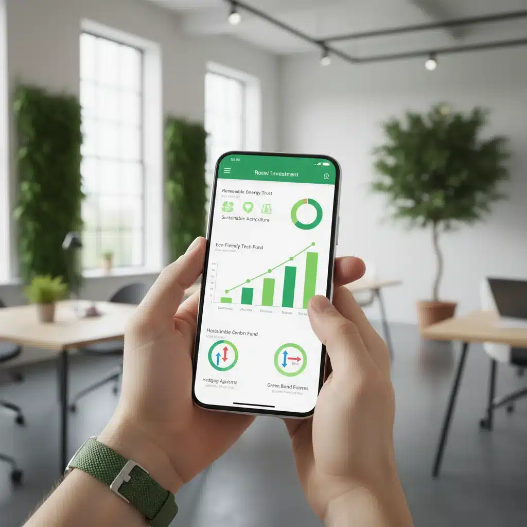 Digital financial app showing green investments and hedging options